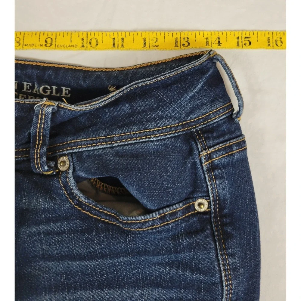 American Eagle Kick Boot Jeans Womens 4 Dark Wash Low Rise Bootcut 28x30 - Picture 2 of 10